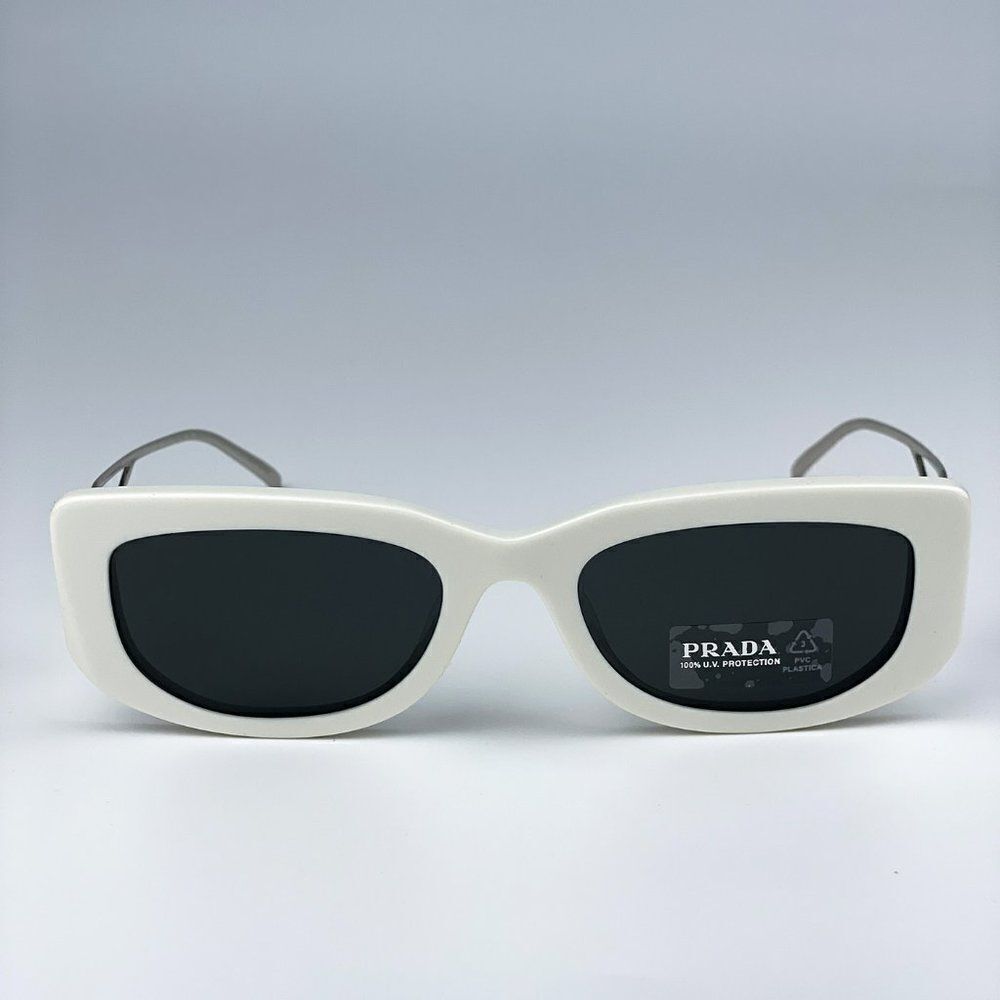 NEW Prada PR14YS 1425S0 Talc Dark Grey Rectangle Women Sunglasses - Picture 4 of 13